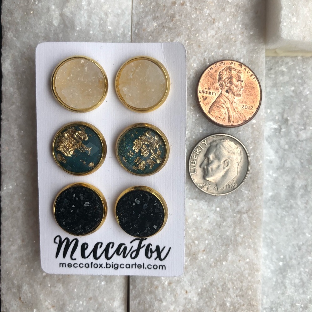SOLD‼️ Mecca Fox Druzy Stud Earrings - Picture 7 of 7